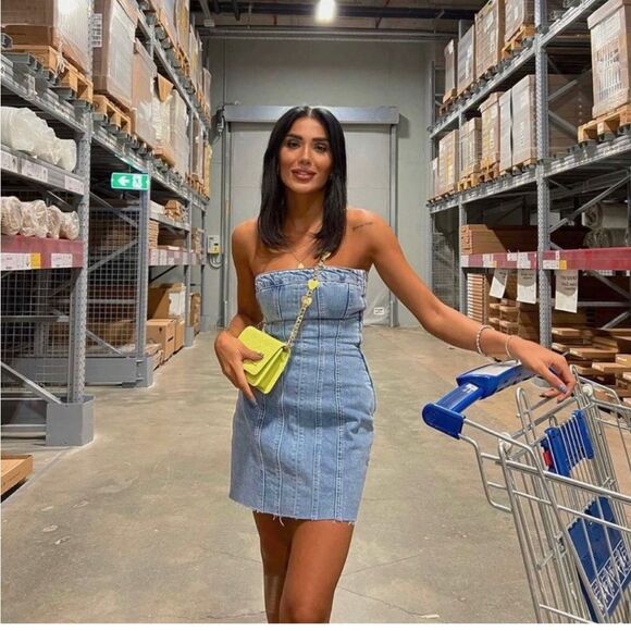 Zara NEW Denim Strapless Mini Dress Size XS - Picture 6 of 13